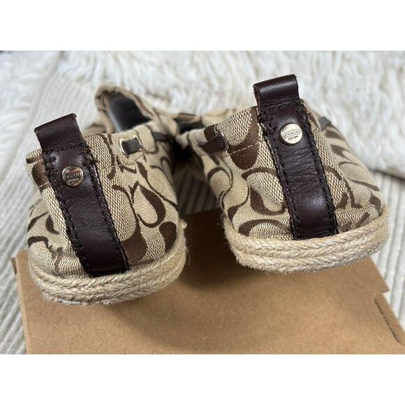 Coach Mellow Shoes Womens Size 9M Tan Signature Canvas Espadrille Slip On Flats - Picture 7 of 8